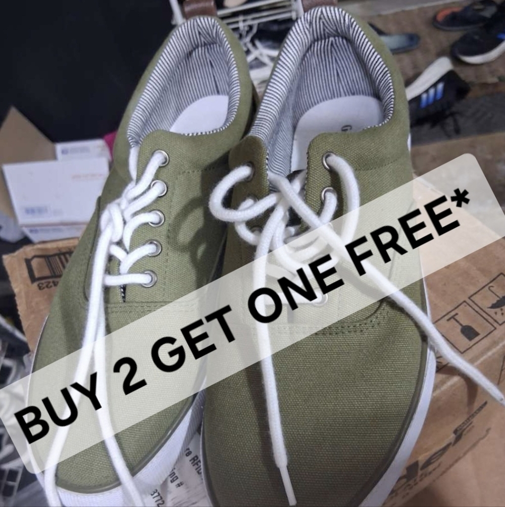 BUY 2 GET ONE FREE* Olive Green Canvas Men's Shoes Size 9